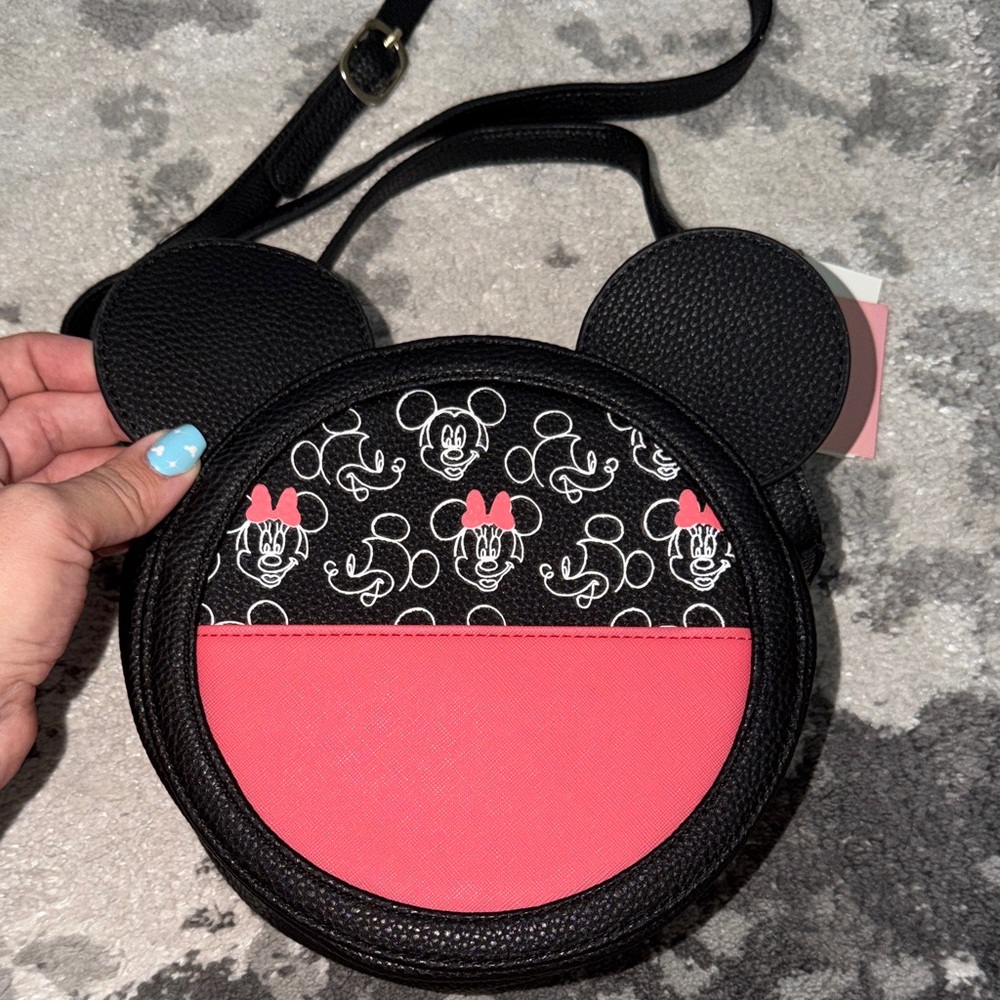 Dani by Dani Nicole Black and Pink Mickey Mouse Crossbody Bag